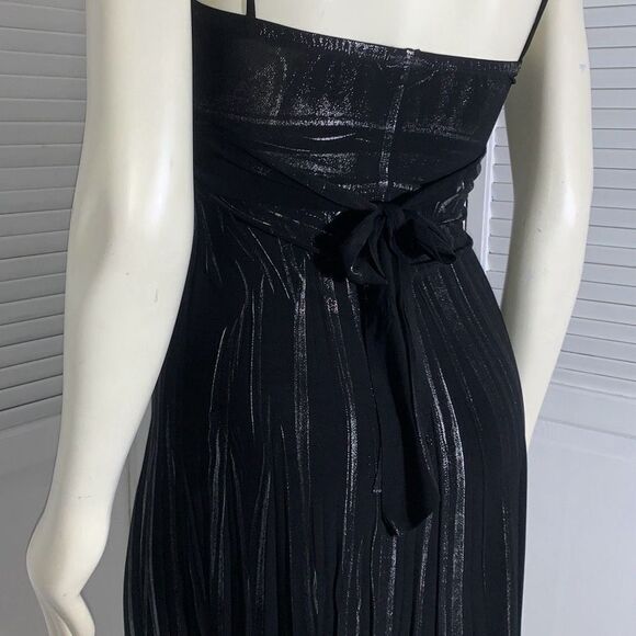 Vintage 90’s Y2K Black Empire Waist Metallic Party Dress Size Small - Picture 10 of 16